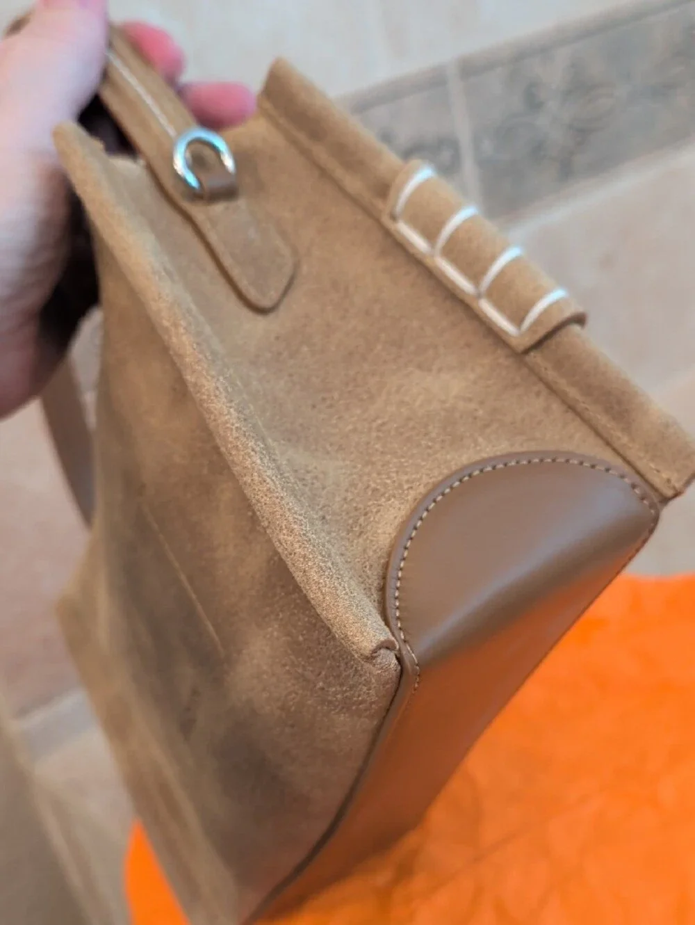 JW Anderson Small Loafer Bag Waxed Tan Gold Suede